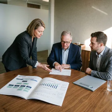 Consultants reviewing succession roadmap with business owners
