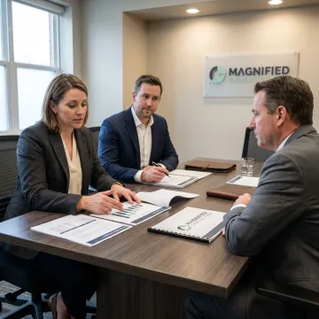 Business advisors reviewing valuation reports