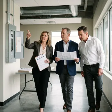 Consultants reviewing property risk plan