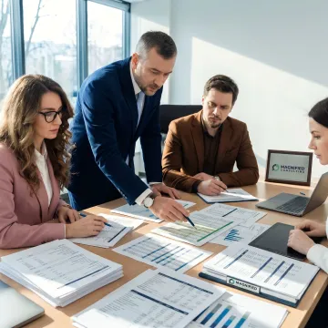 Consultants reviewing valuation models
