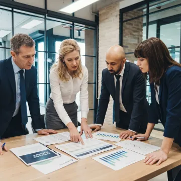 Business advisors reviewing a strategic roadmap