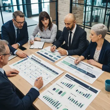 Consultants reviewing operational improvement roadmap