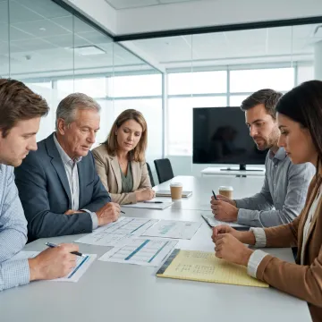 Family business owners meeting with consulting advisors