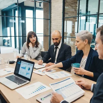 Business consultants reviewing growth and profit strategy