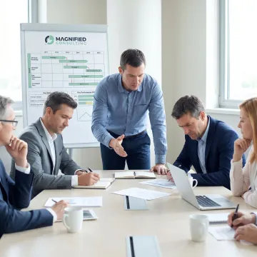 Consultants facilitating leadership strategy session