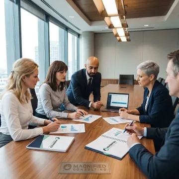 Business consultants discussing management solutions