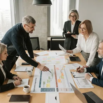 Business leaders planning an organizational transformation roadmap