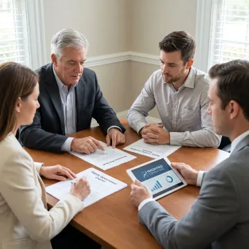Family business owners meeting with succession planning advisors