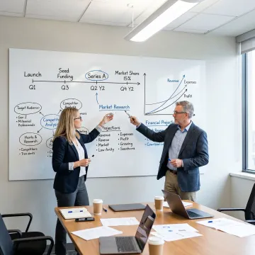 Consultants mapping startup growth strategy