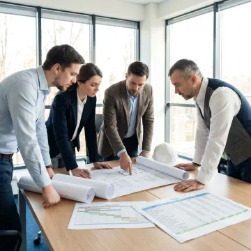 Construction consultants reviewing business plans
