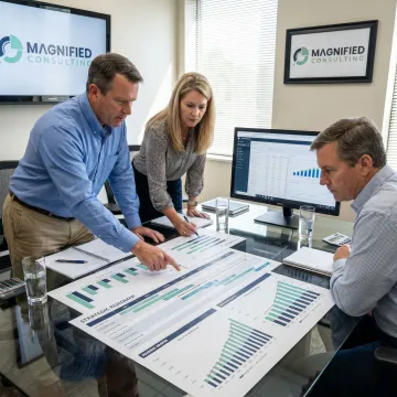 Business consultants reviewing a strategic roadmap
