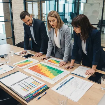 Business consultants reviewing a risk mitigation plan