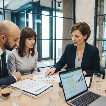 Financial consultant advising small business owners