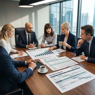 Consultants reviewing a financial planning roadmap