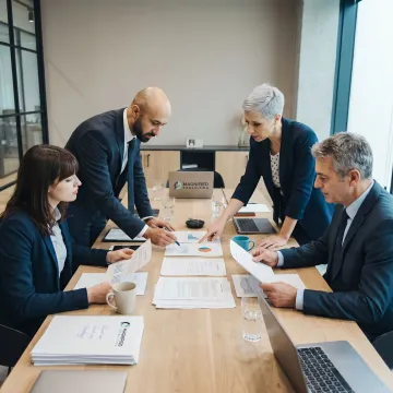Advisors reviewing M&A transaction documents