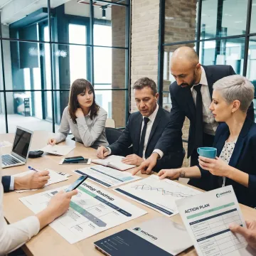 Consultants reviewing a business execution roadmap