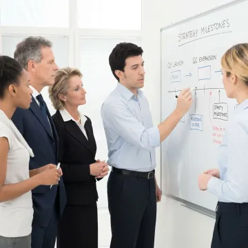 Consultants mapping a business strategy process