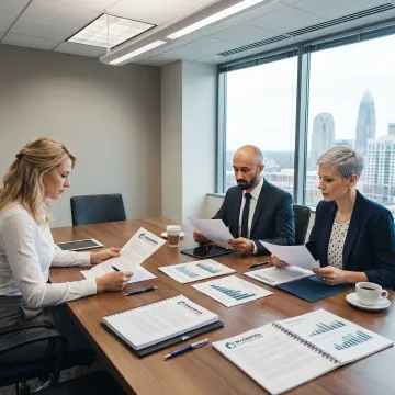 Business valuation advisors reviewing reports