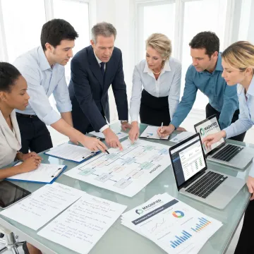 Consultants mapping a small business workflow process