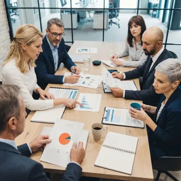 Business consultants advising mid-market leadership team