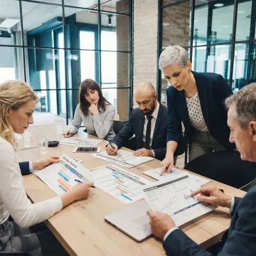 Business advisors reviewing a strategic roadmap