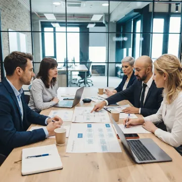 Consultants leading a business operations planning workshop