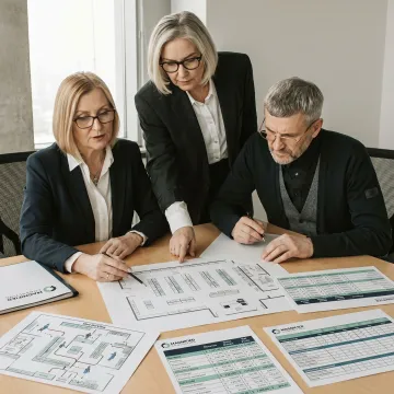 Consultants reviewing retail operations plan