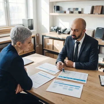 Retail operations consultant advising store owner