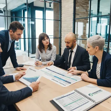 Business consultants discussing financial strategy