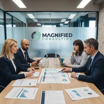 Consultants reviewing a business growth roadmap