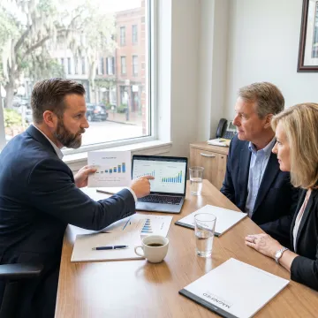 Financial consultant meeting with Savannah business owners
