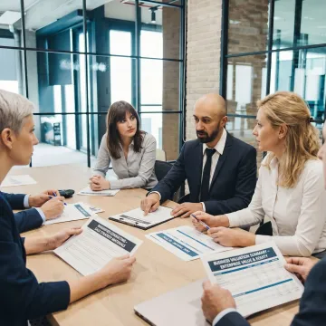 Business owners meeting with M&A advisors