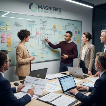 Business consultants planning workflow automation