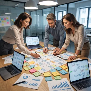 Consultants reviewing workflow automation plan