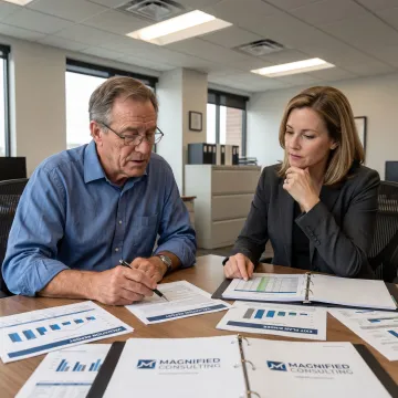 Business owner reviewing retirement transition plan