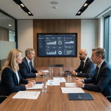 Business consultants reviewing performance dashboards