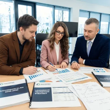Consultants reviewing succession planning documents with contractor business owners