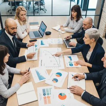 Business consultants reviewing a strategic growth roadmap