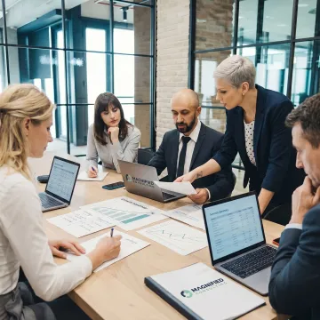 Consultants reviewing business growth strategy