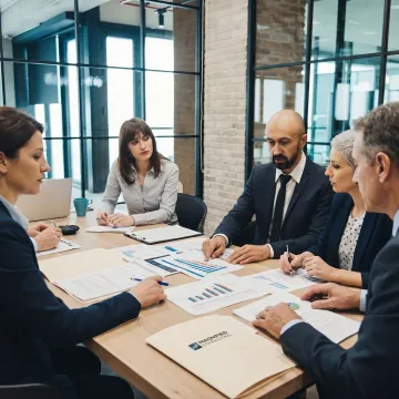 Business management consultants advising company leaders