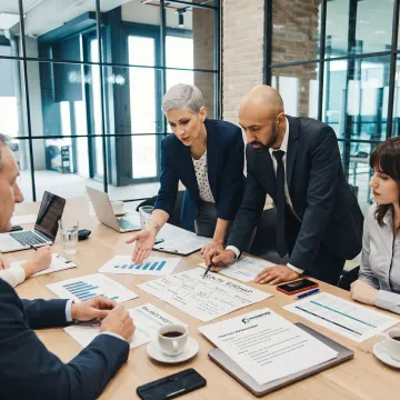 Consultants reviewing a business growth plan