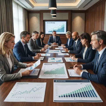 Consultants reviewing a healthcare growth strategy roadmap