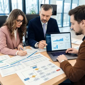 Consultants reviewing technology strategy with business leaders