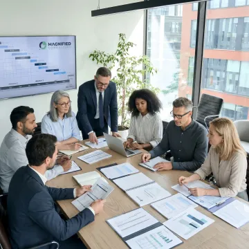 Business valuation advisors reviewing financial reports