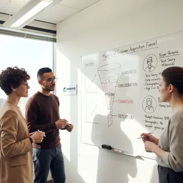 Consultants mapping a customer acquisition strategy