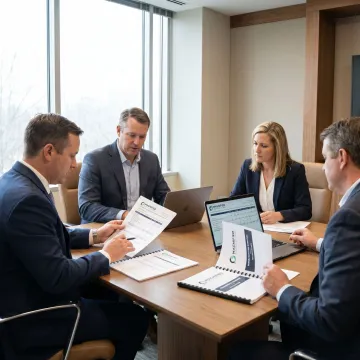 Merger and acquisition advisors meeting with business owners