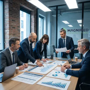 Executives reviewing financial planning roadmap