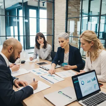 Consultants reviewing a business growth roadmap