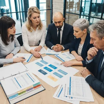 Consultants reviewing HR strategy with business owners