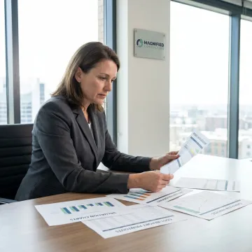 Advisor reviewing construction company valuation documents